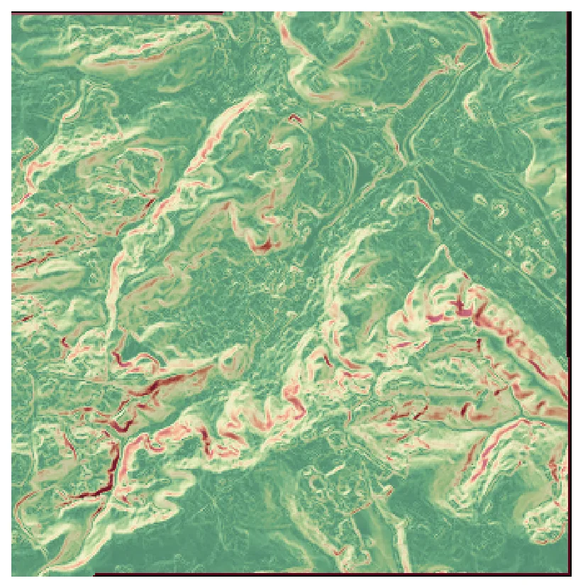Hillshade und Hangneigung machen Talsohle, Hänge und Höhenrücken sichtbar.